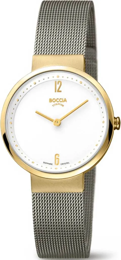 Montre Boccia 3283-05 légère en titane gris avec finitions dorées