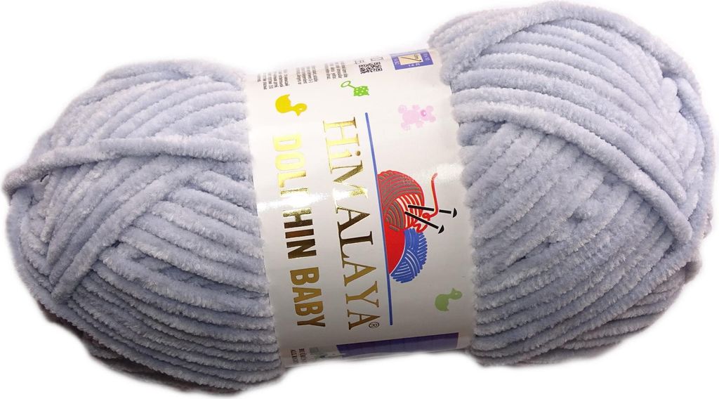 A ball of grey yarn with a label.