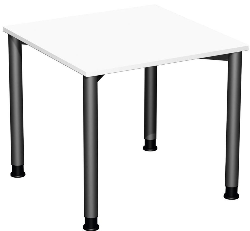 Schreibtisch, BxTxH 800x800x680-800 mm, höhenverstellbar, Platte weiß, Rundrohrgestell anthrazit