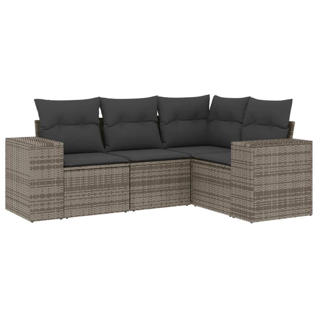 "WINTER SALE" 4-tlg. Garten-Sofagarnitur - Balkonmöbel/Loungeset - elegantes Design - mit Kissen Grau Poly Rattan - Gartensofas NeuMöbel698981