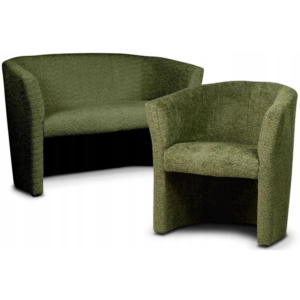 Couchgarnitur - Sofa Set - Grün - Weicher Stoff - 2 Sitzer Sofa - Sessel - Sitzmöbel - Fleckenbeständig - 2-Teilig - CAFE