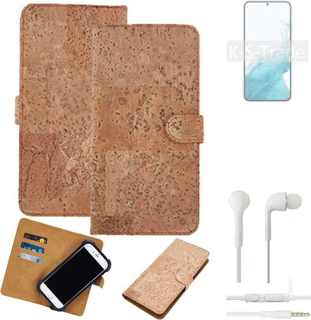 K-S-Trade Hülle kompatibel mit Samsung Galaxy S22+ Exynos + in ear Kopfhörer Kork Handyhülle Cover Schutzhülle TPU Case Bumper in Hellbraun, (1x)
