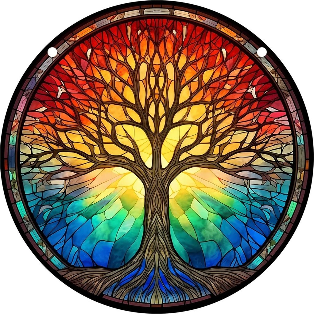 Sonnenfänger Tree of Life - XL | Bunte Glasmalerei für Ihr Zuhause KP32199