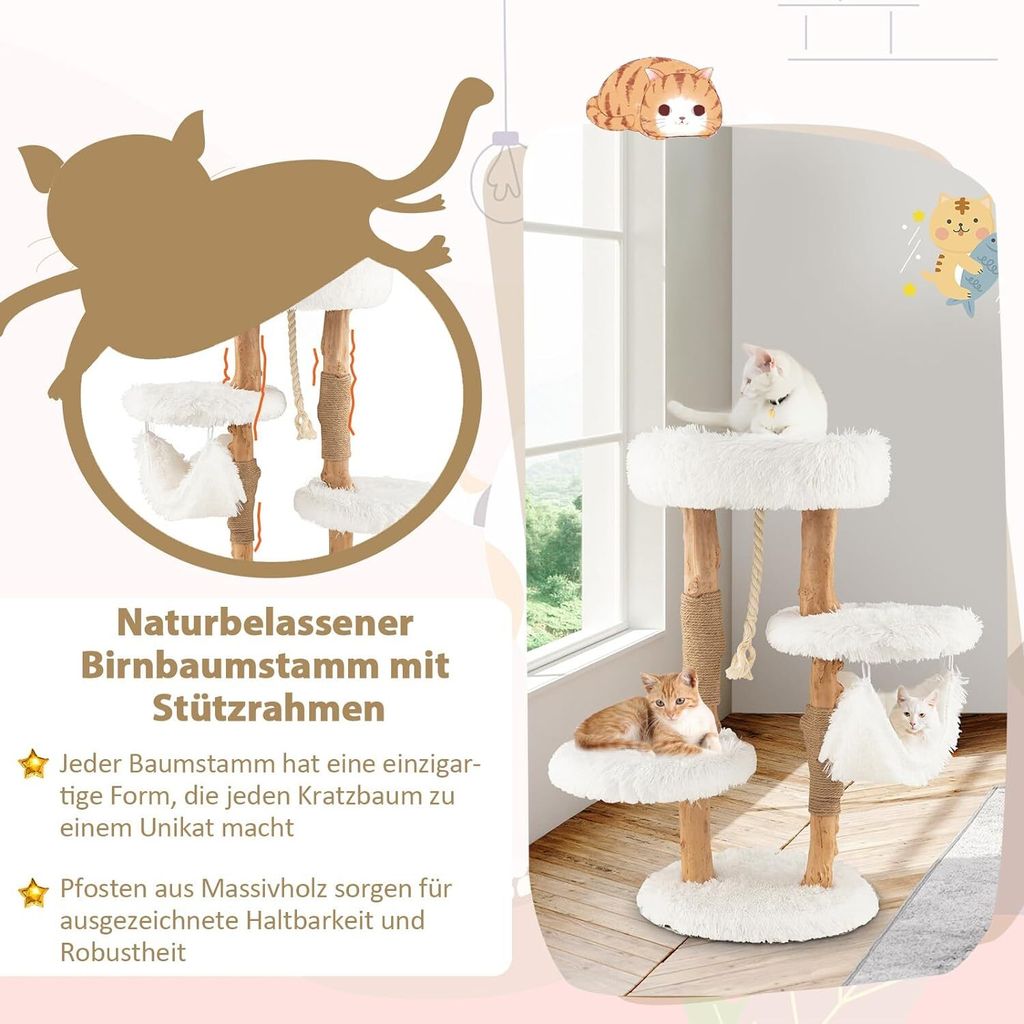 COSTWAY 87cm Kratzbaum Holz, Katzenbaum mit Hängematte & Produktbild 7