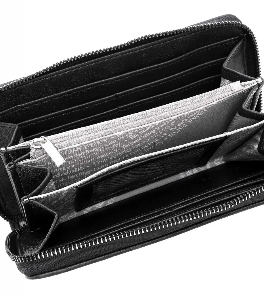 Compagnon SURI FREY Ally Noir en Cuir Synthétique Zip Around Wallet