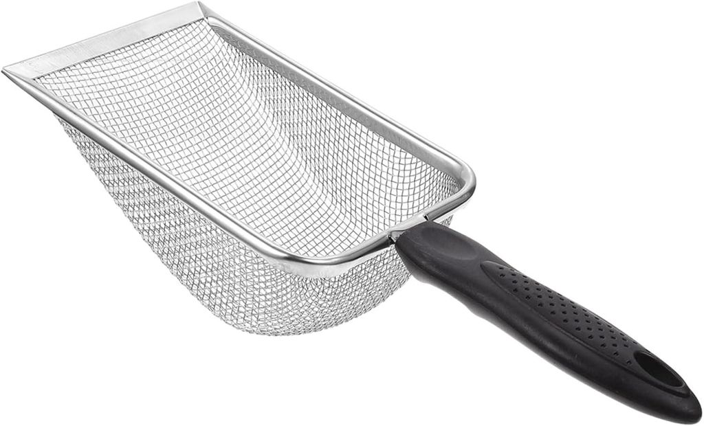 Katzenstreuschaufel – Metall – mit Holzgriff – 2 mm Porengröße – Katzenstreuschaufel