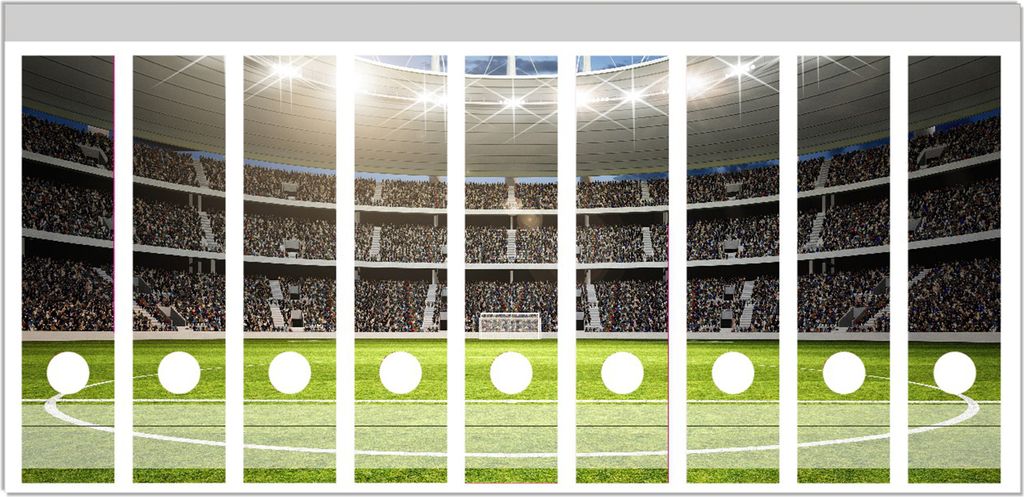 Wallario Ordnerrücken Sticker, selbstklebend für breite Ordner, 9 Stück, Motiv Fußballstadion Mittellinie