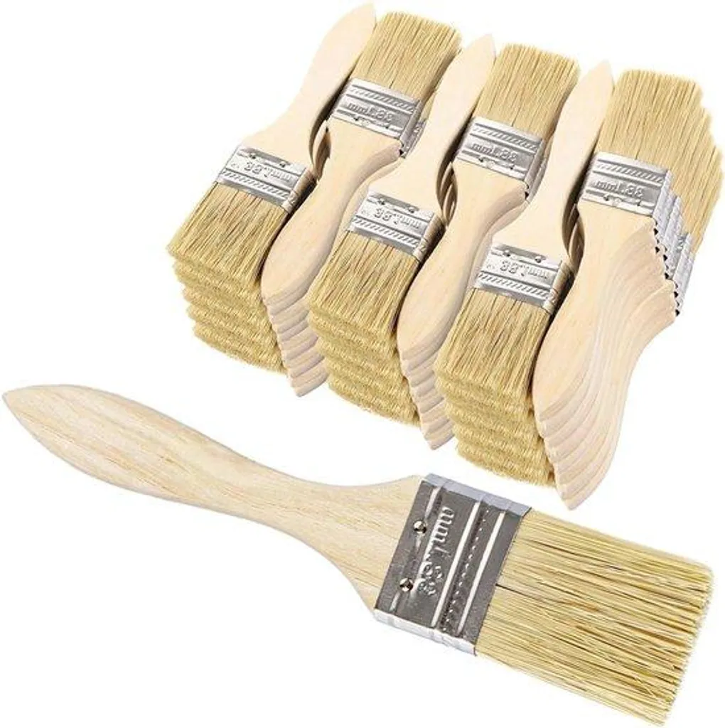 Kit pinceaux 3,5 cm manche en bois anti-perte de poils lot de 50