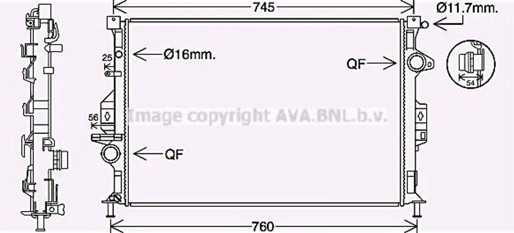 Radiateur moteur AVA FD2639 aluminium haute performance OE 1786805