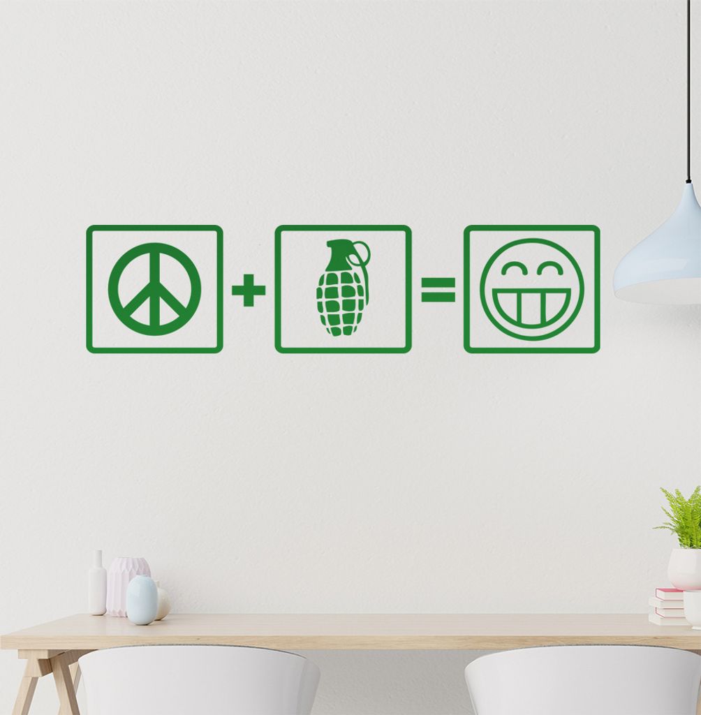 Peace + Granate Wandtattoo in 6 Größen - Wandaufkleber Wall Sticker - Dekoration, Küche, Wohnzimmer, Schlafzimmer, Badezimmer