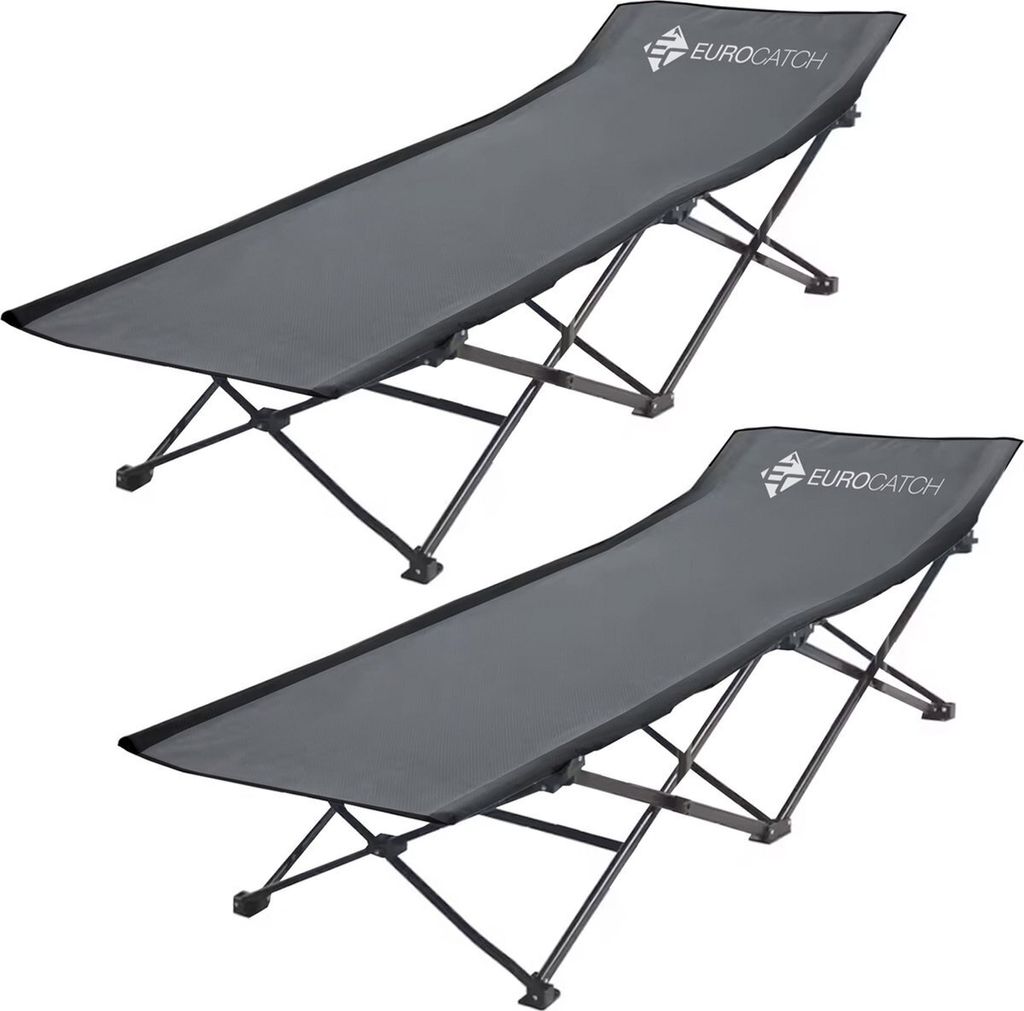 Eurocatch 2 Stück faltbares Feldbett – Festivalbett – Campingbett – Campingbett – Grau