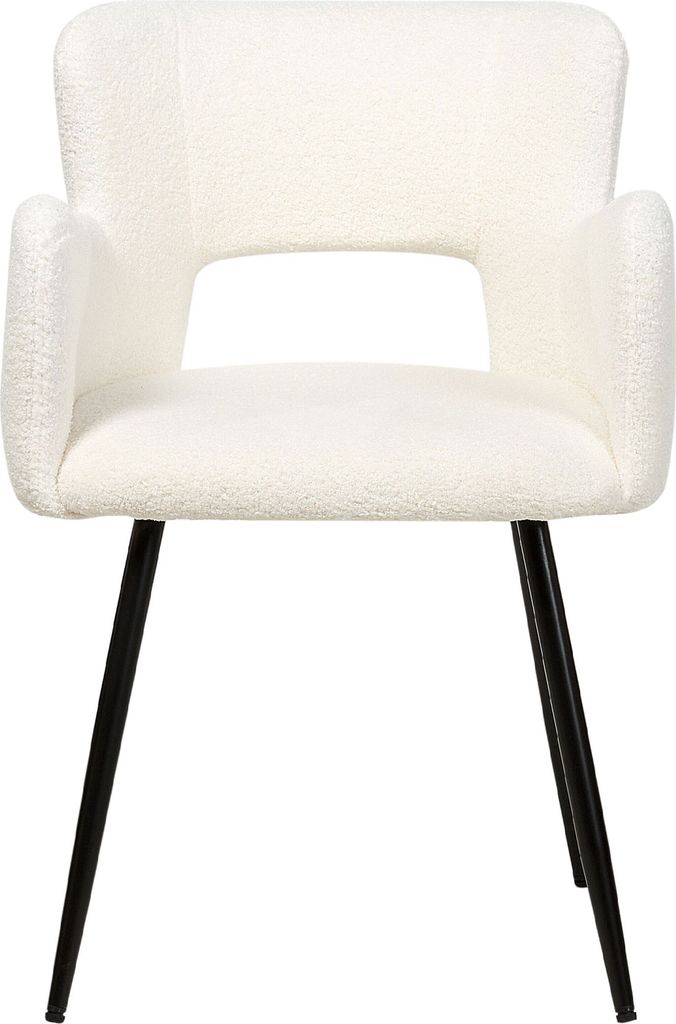 BELIANI Esszimmerstuhl 2er Set Weiß Bouclé Stoffbezug mit Produktbild 4