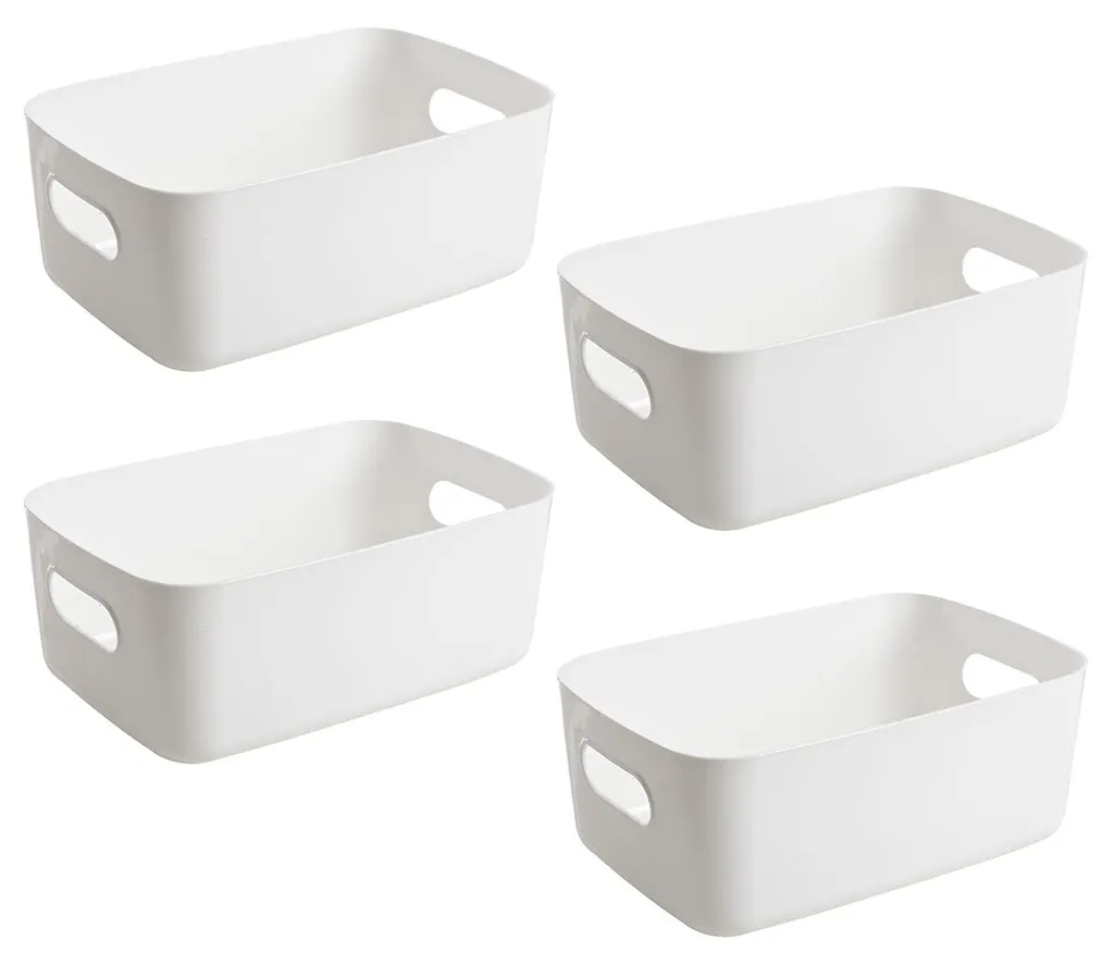 Boîtes de rangement cuisine et salle de bain blanches lot de 4 paniers