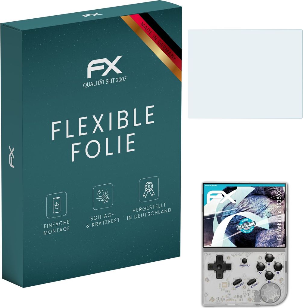 atFoliX FX-ActiFleX 3x Schutzfolie kompatibel mit Anbernic RG35XX Folie