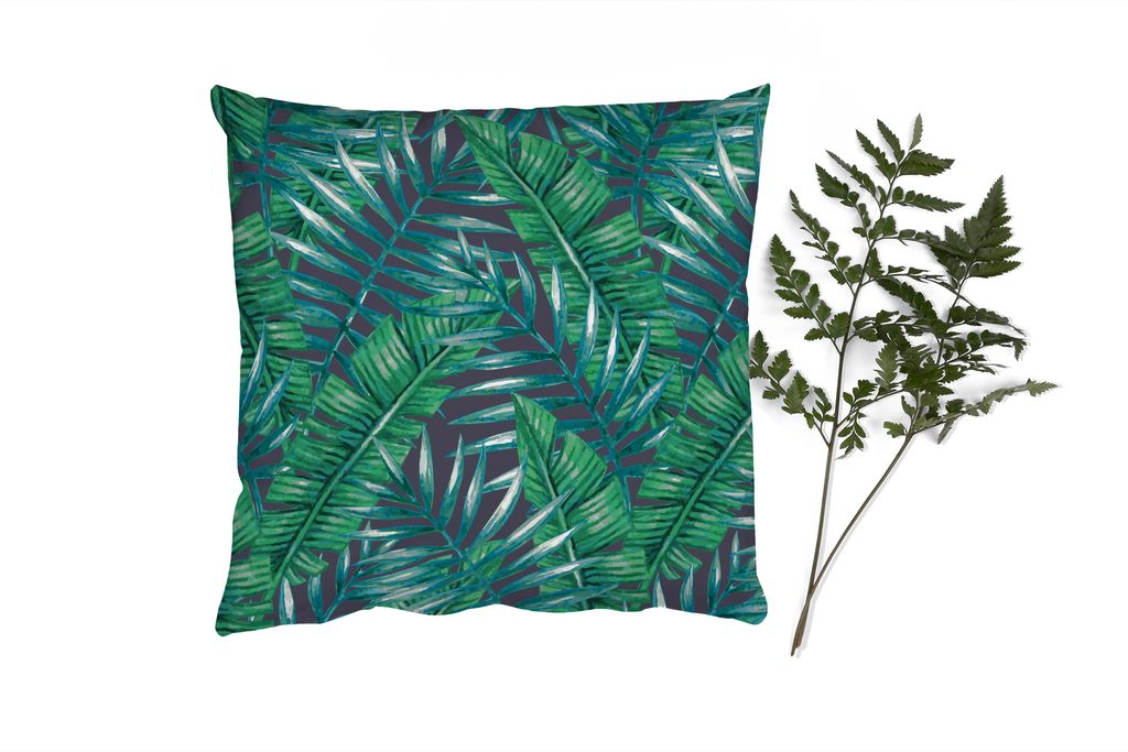 MuchoWow Zierkissen Sofakissen Wohnzimmer Dekokissen 45x45 cm Blätter - Tropisch - Dschungel - Natur - Schlafpolster - Polster für das Sofa