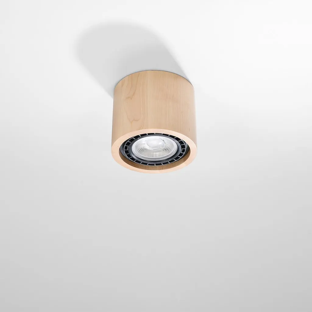 Plafond BASIC 1 Legno Naturale Sollux - Lampada Soffitto GU10 10x14x14 - 9