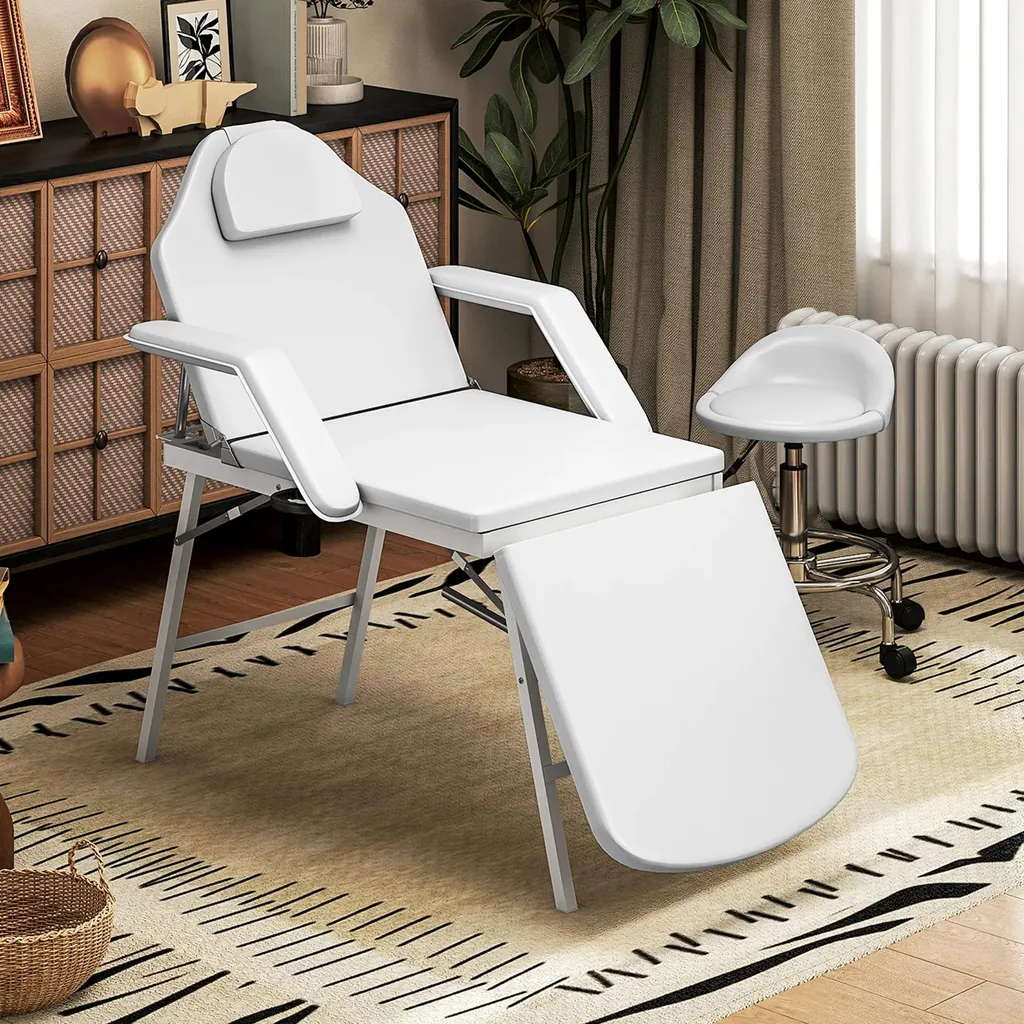Table de massage réglable 182cm avec appuie-tête et structure métal