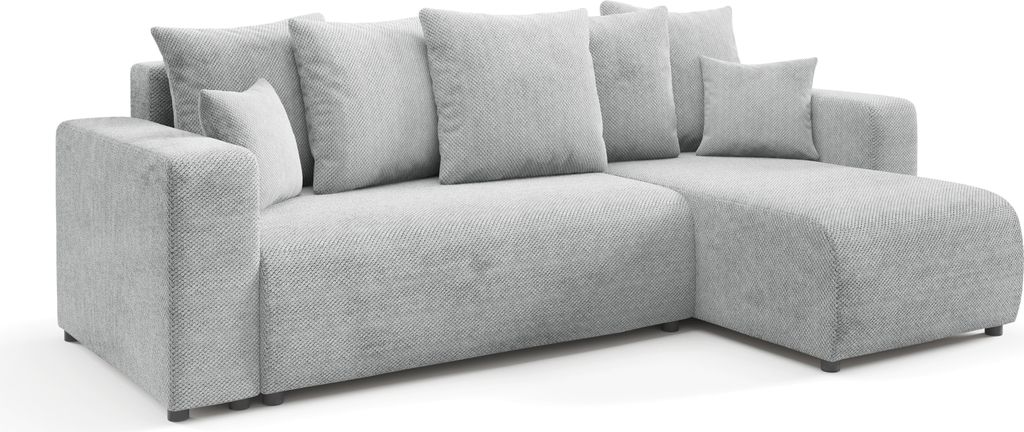 KEF Ecksofa Laura – L-Form – 247x88x145 cm – Mit Schlaffunktion – Liegefläche 135x200 cm – Universell Rechtsseitig oder Linksseitig - O...