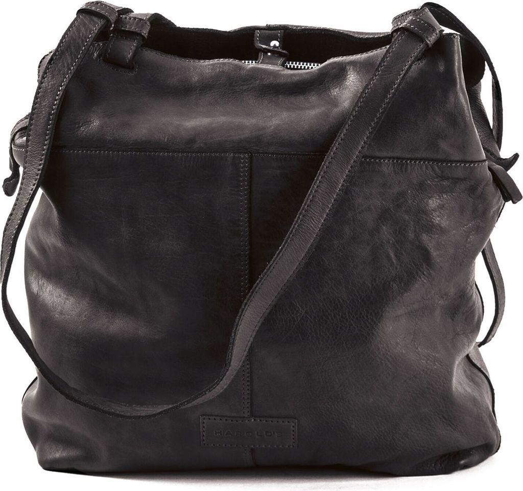 HAROLD'S Leder Schultertasche Submarine Shopper Twin Upend Black schwarz