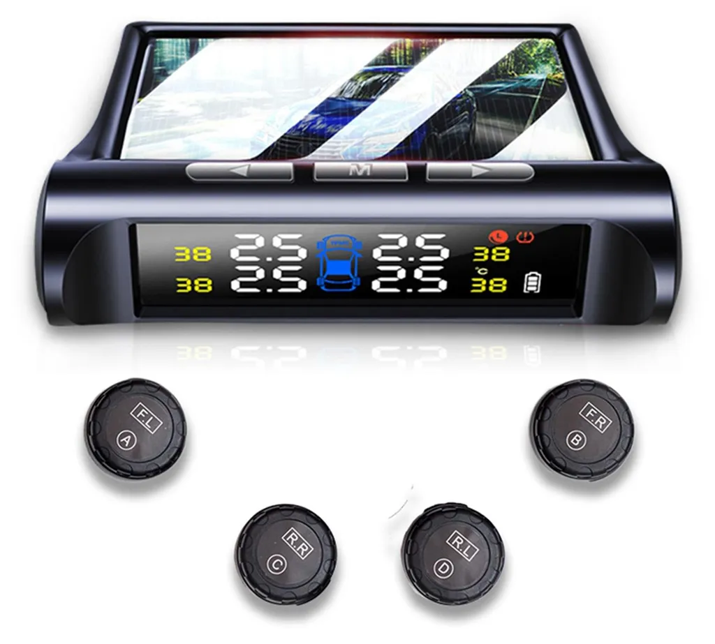 Manomètre de pression pneus TPMS solaire C240 avec 4 capteurs externes
