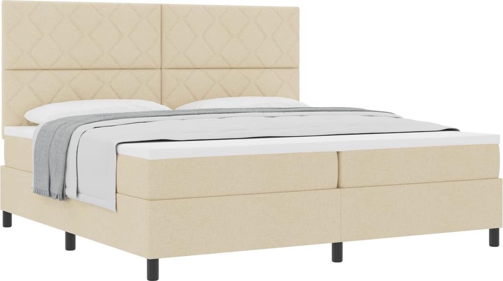 vidaXL Boxspringbett mit Matratze Creme 200 x 200 cm Stoff
