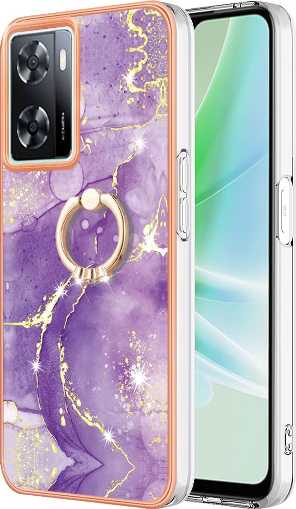 Hülle für OnePlus Nord N300 Muster TPU Silikon Stoßdämpfer Bumper Schutzhülle mit Ring Ständer Violett