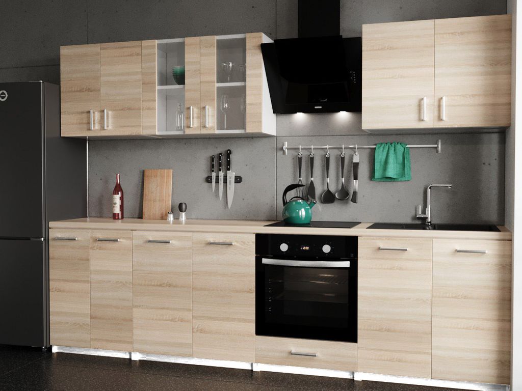 Roe Furniture | Küchenzeile - 280 cm - HellBraun (Sonoma) - Produktbild 