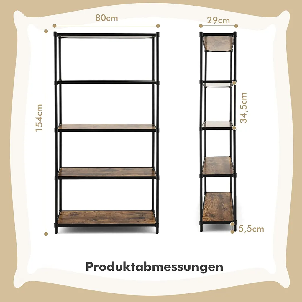 Étagère de Rangement 80x29x154 cm Bibliothèque Industrielle Modulable