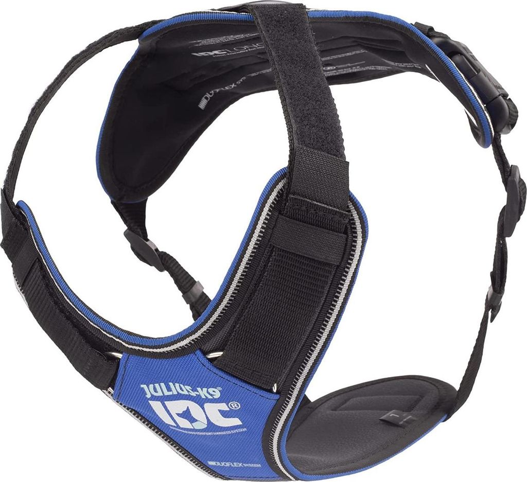 Julius-K9 Gepolstertes Hundegeschirr IDC Longwalk blau/grau, Größe: M