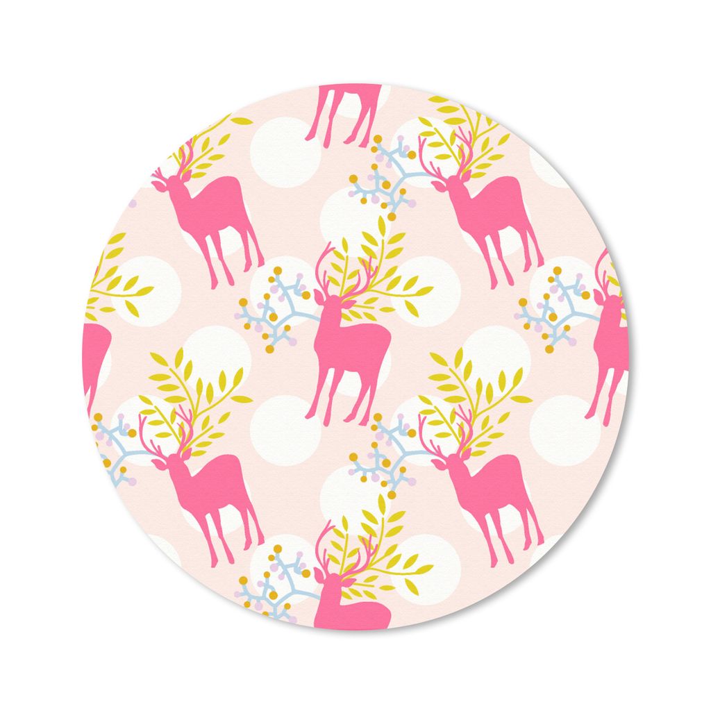 MuchoWow Mauspad Mousepad Hirsche - Rosa - Muster 40x40 cm - Mousepads - Maus Mat - Pad - Mausunterlage - Schreibtisch Accessoires