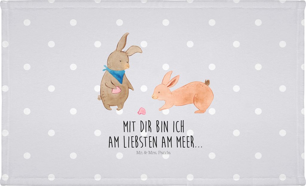 Mr. & Mrs. Panda Handtuch Hasen Muschel - Grau Pastell - Geschenk, Flauschtuch, Strand, Meer, Beste Freundin, Muscheln, Frotteehandtuch, baumwolle,...