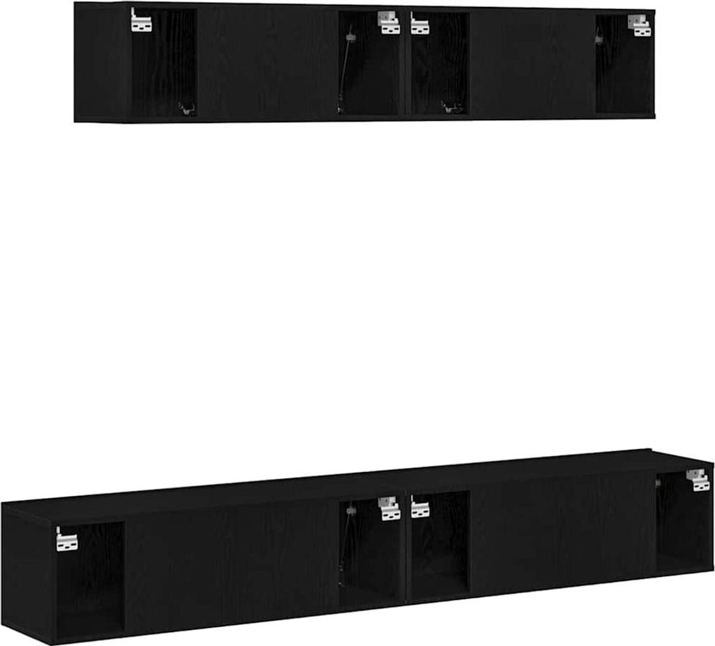 vidaXL TV-Schrankset Wandmontiert 4 pcs Schwarze Eiche Holzwerkstoff