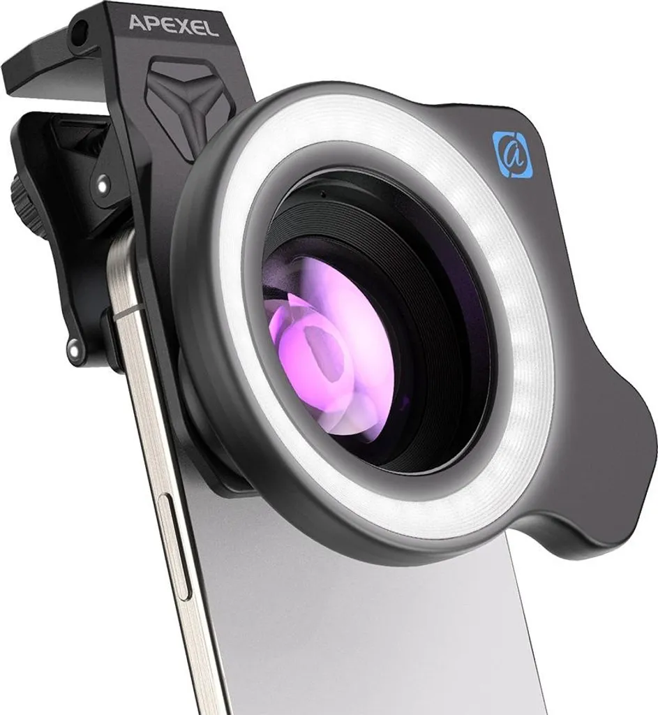 APEXEL Kit Objectif Macro et Zoom avec Lampe Torche pour Smartphone