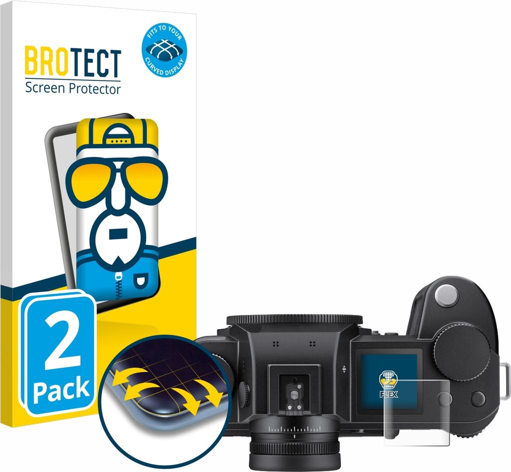2x BROTECT Fullscreen Schutzfolie für Leica SL3-S (Schulterdisplay) Displayschutz Folie Fullcover Klar Transparent