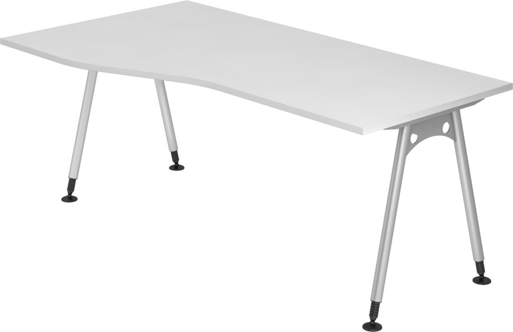 bümö Schreibtisch Serie-A - Nachbildung: Weiß, Größe: 180 x 100 cm