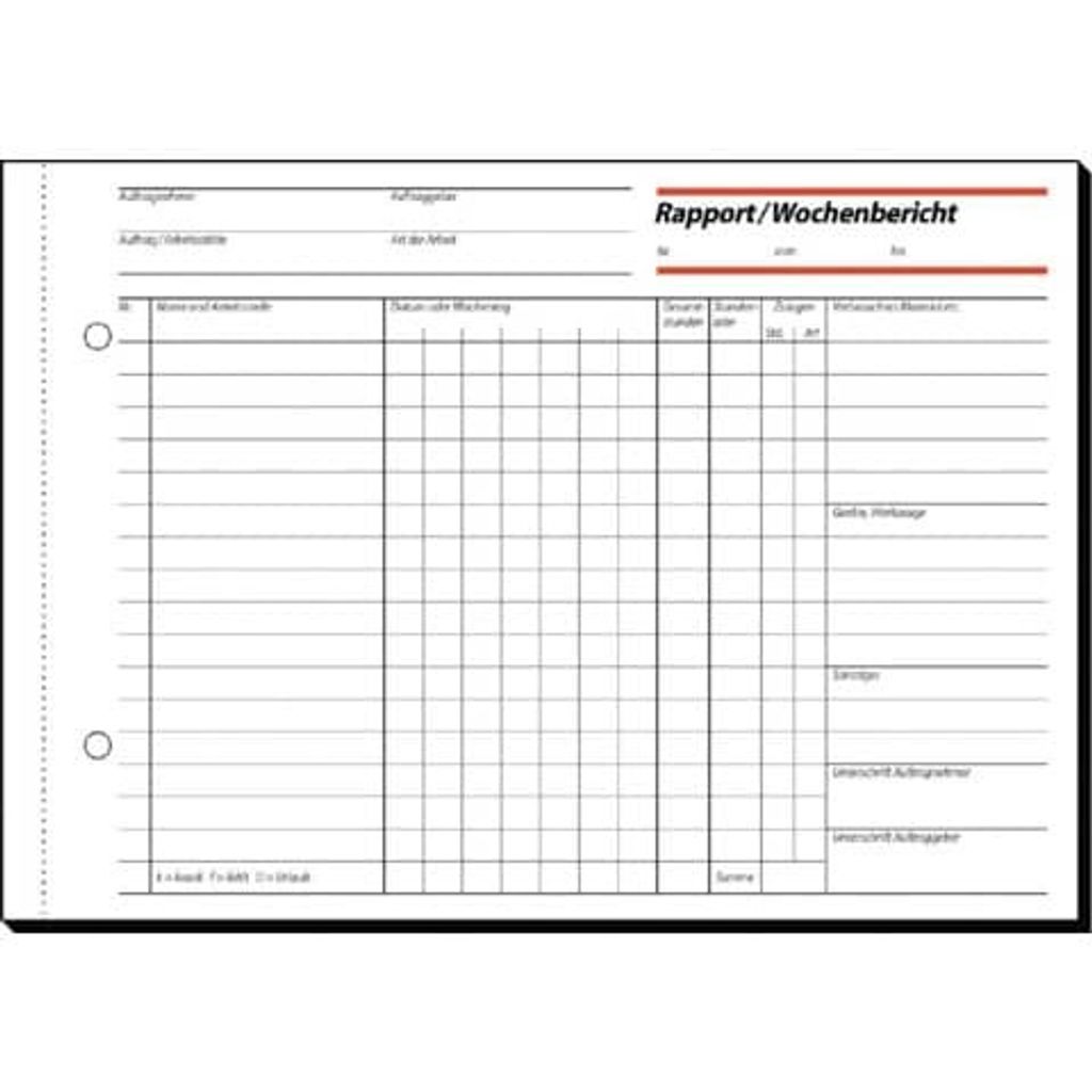 SIGEL RP517 Rapporte/Wochenberichte, A5 q, mit Blaupapier, 100 Blatt
