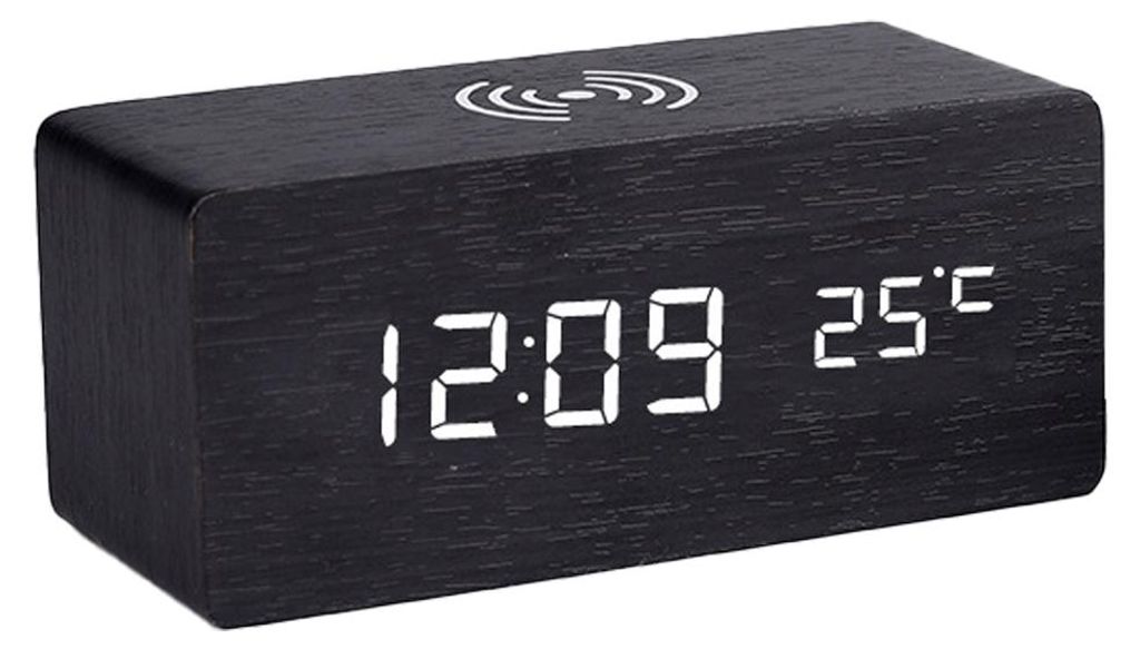 Kabelloser elektronischer Wecker aus Holz Produktbild 