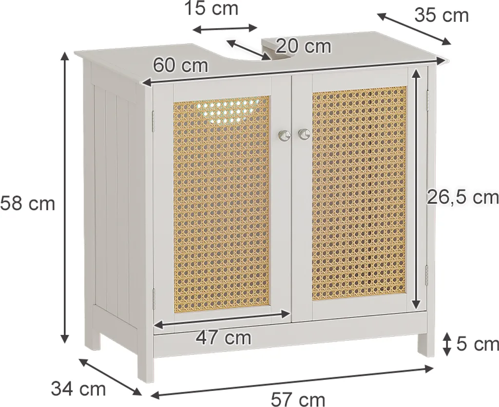 Meuble sous vasque blanc 60x58cm Vicco Rosario idéal pour petit espace