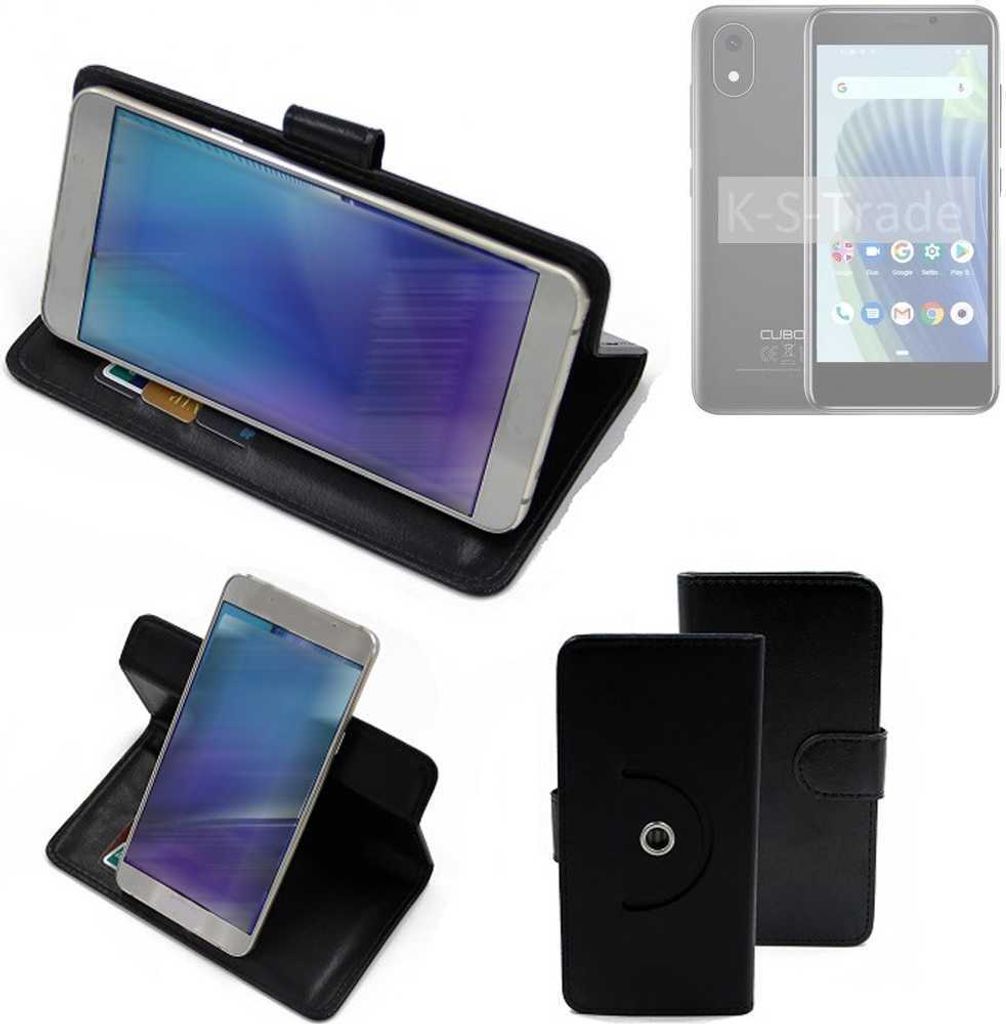 K-S-Trade Case Schutzhülle Handyhülle kompatibel mit Cubot J20 Flipcase Smartphone Cover Handy Schutz Tasche Klapphülle Walletcase schwarz (1x)