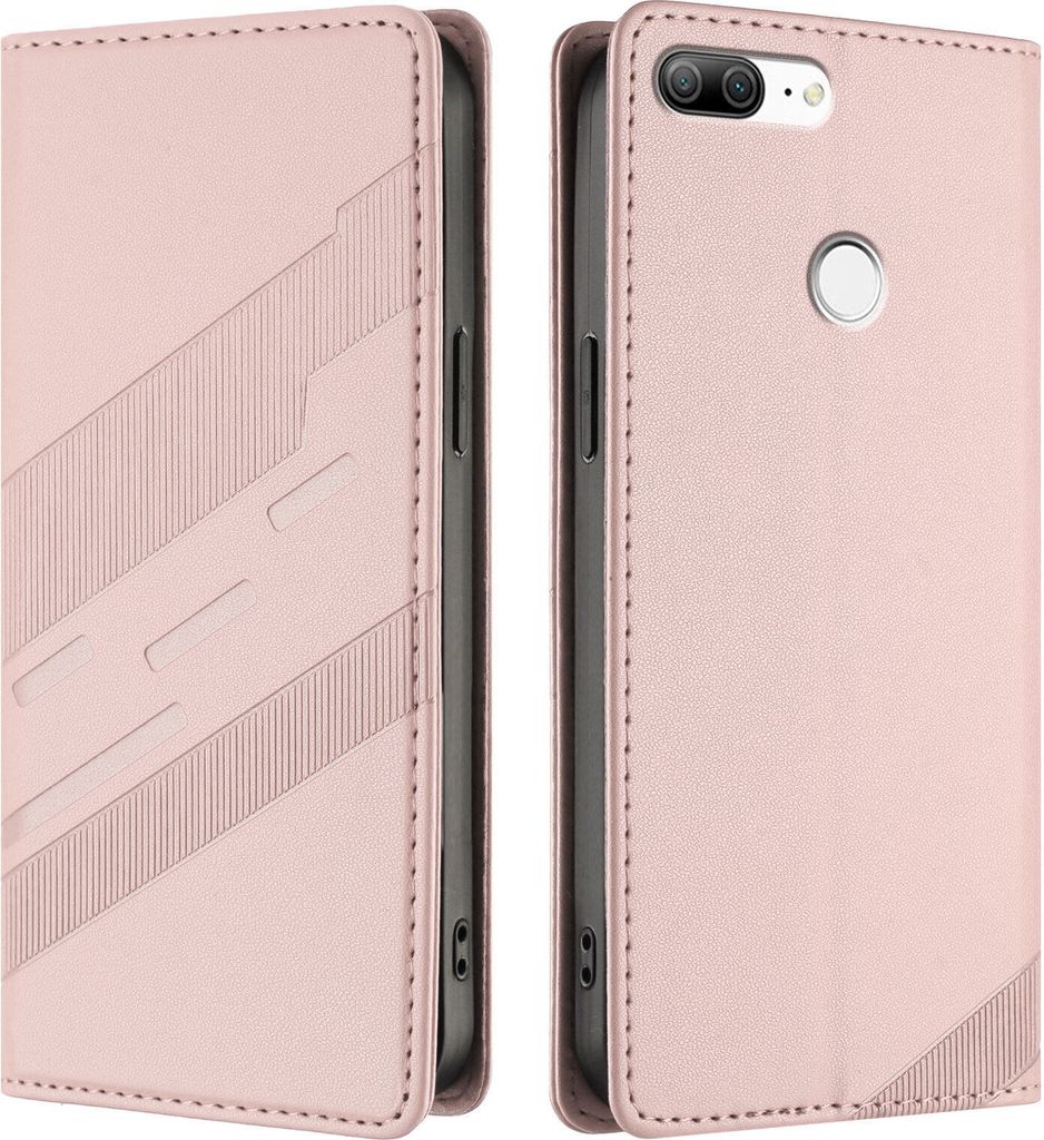 Hülle für Honor 9 Lite, Kunstleder Brieftaschen Handyhülle mit Kartenfach und Standfunktion Pink