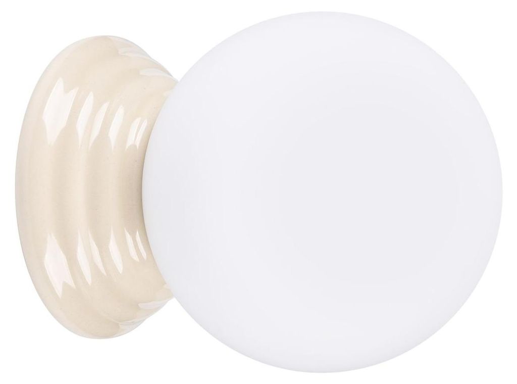 Wandleuchte Badezimmer Ø 12 cm Kugelschirm Glas Keramik IP44 Weiß Beige G9 Wandlampe Spiegel