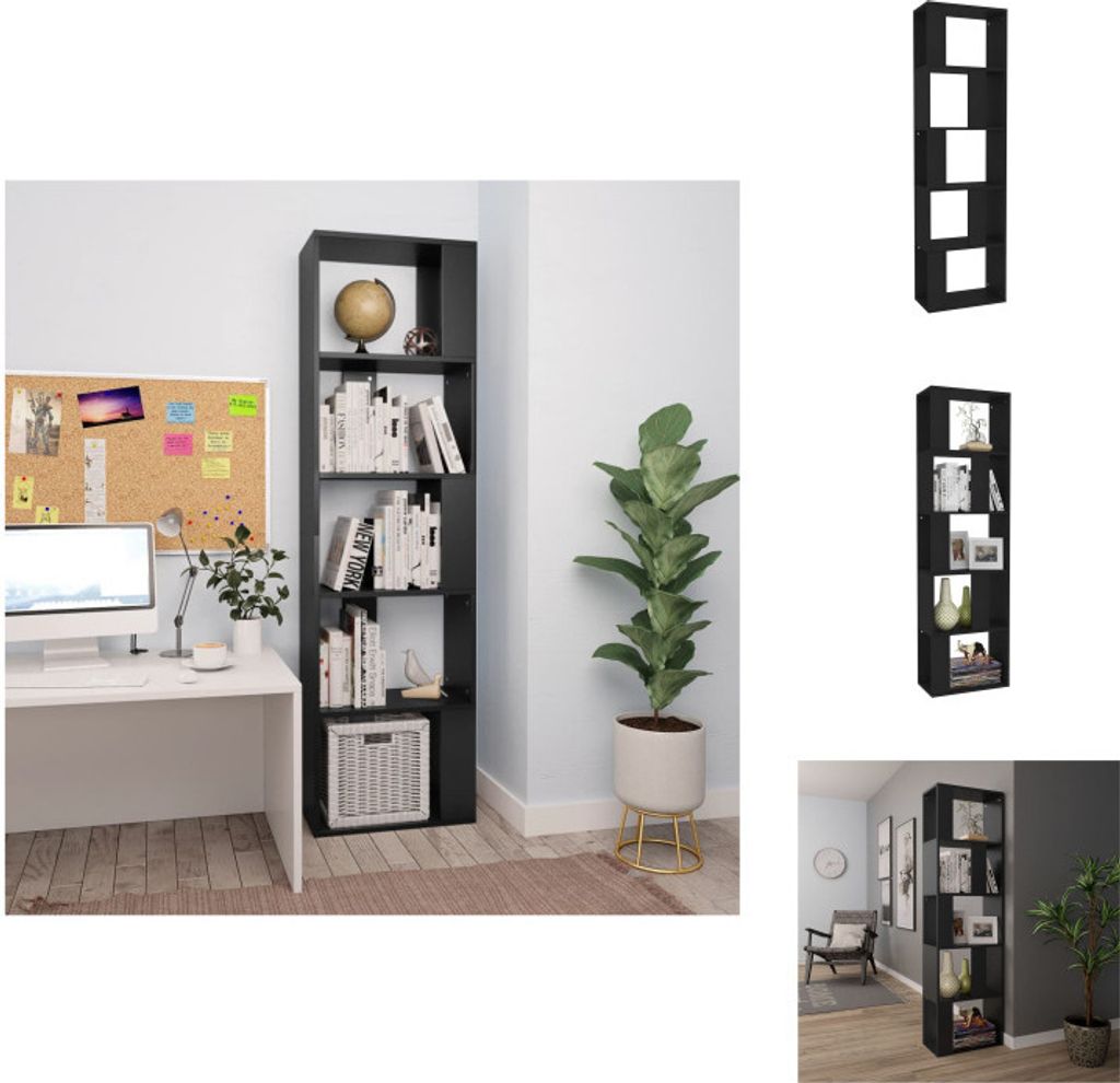 vidaXL Bücherregal/Raumteiler Schwarz 45x24x159 cm Holzwerkstoff - Bücherregale & Bücherschränke