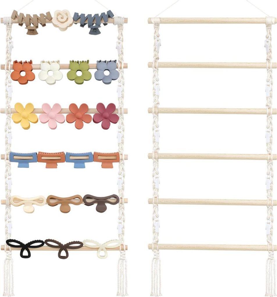 Hair Claw Clip Organizer Makramee Claw Clip Hanger mit 10 Clips Wandmontage Haar Zubehör Veranstalter Home Decor