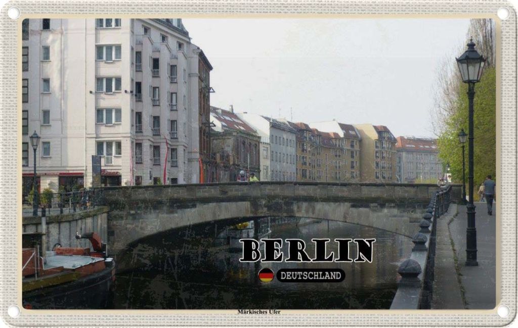 vianmo Blechschild 12x18 cm Berlin Märkisches Ufer Bildmotiv Reisemotiv Abenteuer Reisen
