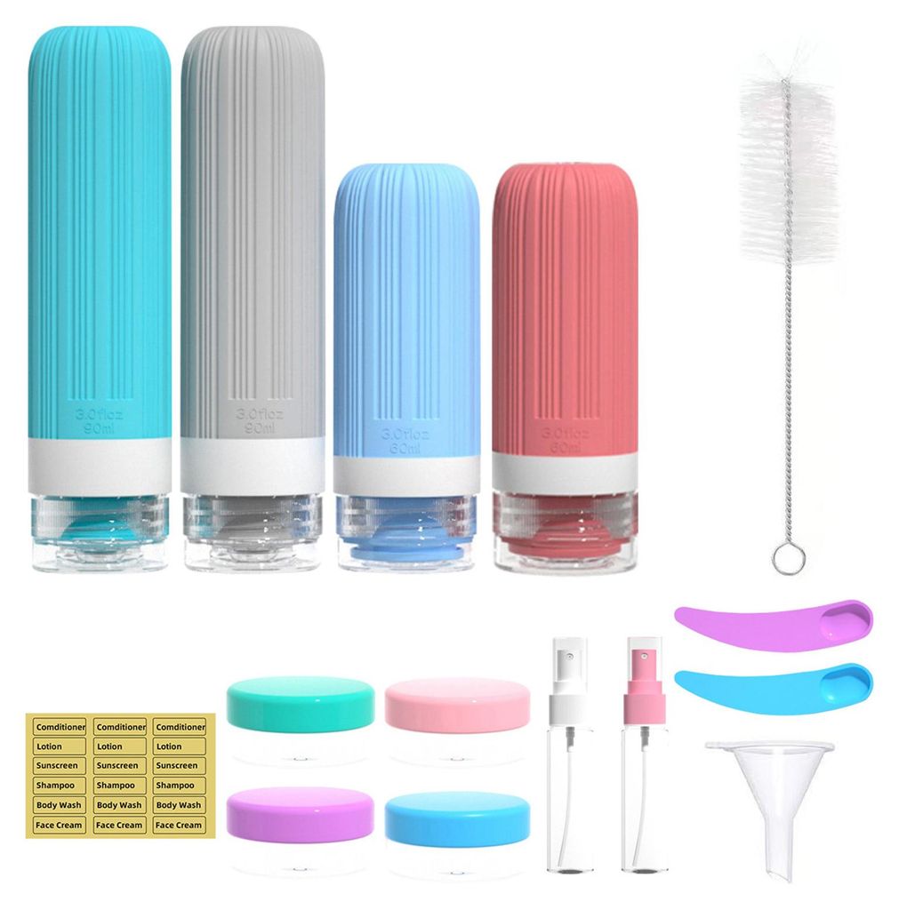 Set 60/90 ml Silikon-Reiseflaschen-Set, auslaufsicher, wiederverwendbar, Aufbewahrungsflasche für Gesichtscreme, Lotion, Sonnenschutzmittel, tragb...