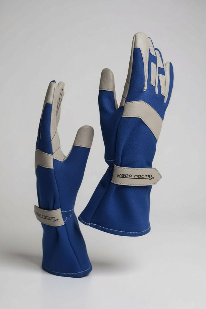 GRIP III Motorsport Handschuhe, Kart Handschuhe, keep-racing , blau/grau/schwarz, Größe:10 (M) = 20 - 24cm