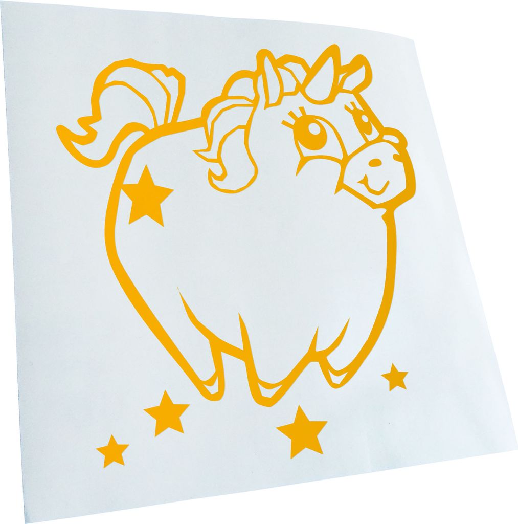 Kiwistar - Autoaufkleber - Pummeliges Einhorn Heckscheibe - Aufkleber für Auto Kfz Fahrrad, LKW, Truck Mofa