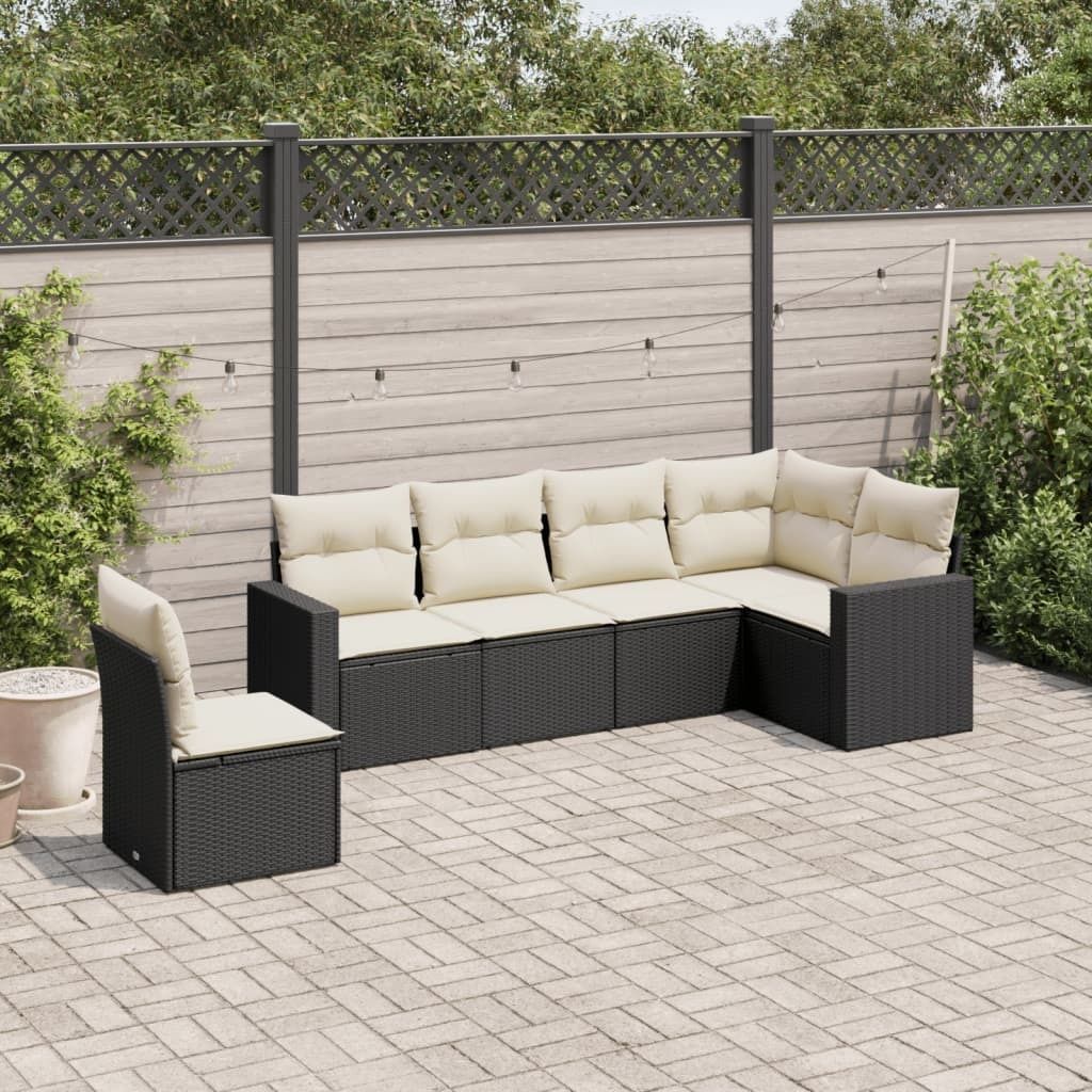 Maison Exclusive - 6-tlg. Garten-Sofagarnitur mit Kissen Schwarz Poly Rattan