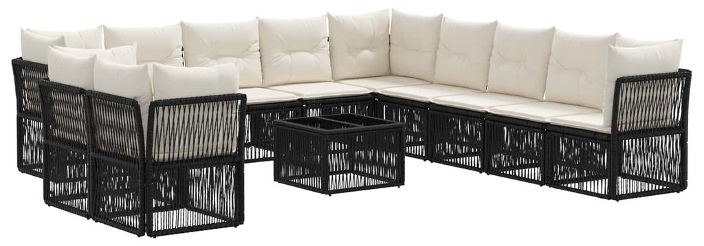 Gartensofa-set 12 pcs Schwarz Poly-Rattan