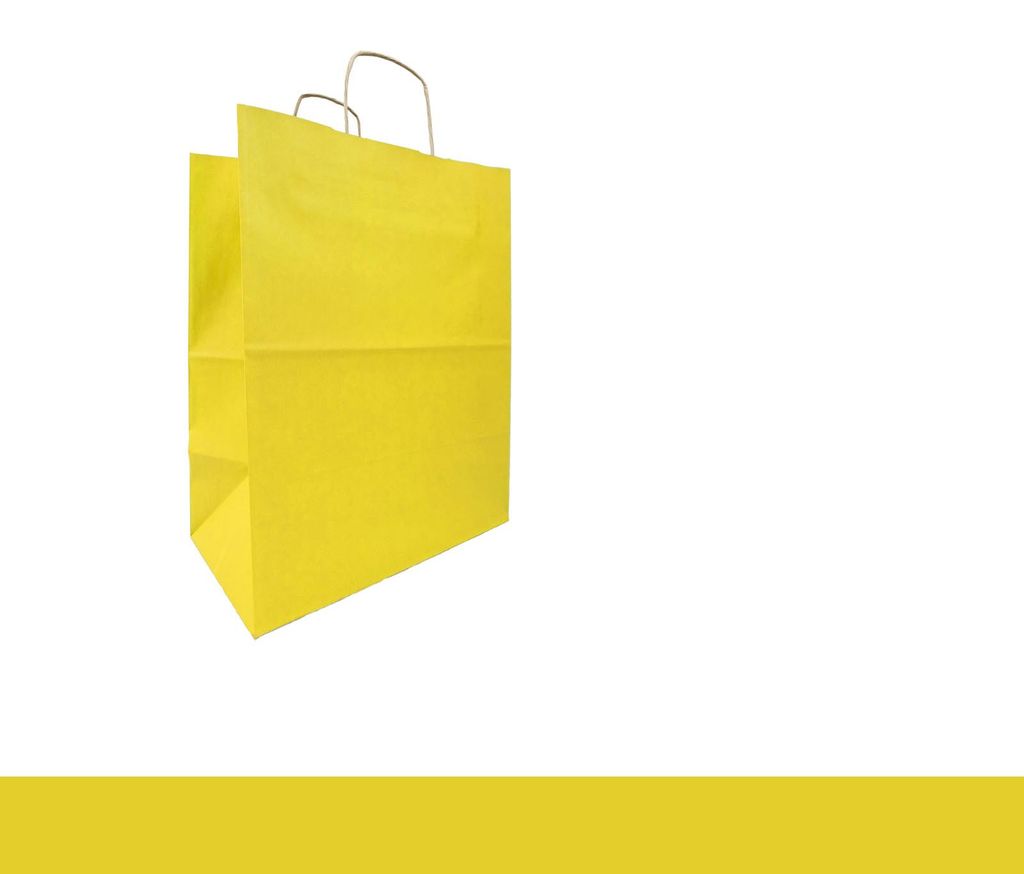 10x Papiertragetaschen gelb 3,2 Liter max. 10 kg mit Kordel - PODARI